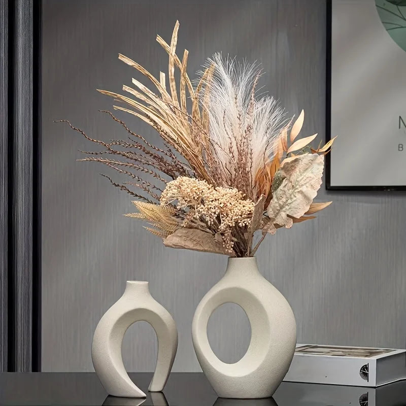 Modern Boho Ceramic Vase Set: Chic Décor for Living Spaces