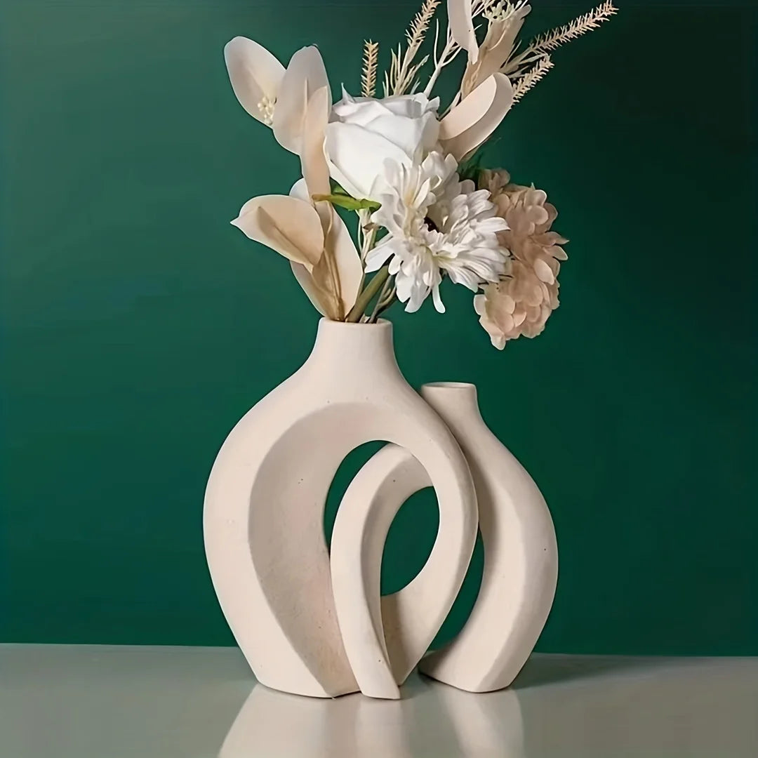 Modern Boho Ceramic Vase Set: Chic Décor for Living Spaces