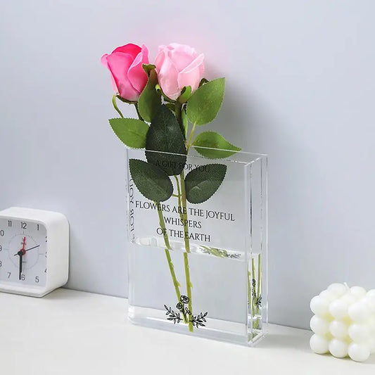 Book-Shaped Acrylic Vase: Modern Table Decor & Gift Idea